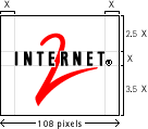 Internet2 Logo with sizes marked for styleguide
