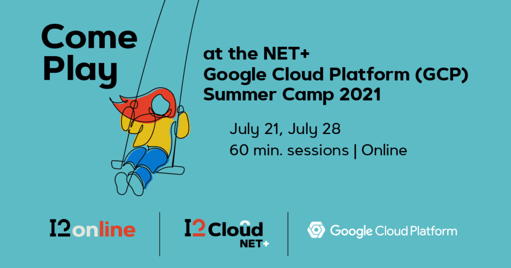 NET+ Google Cloud Platform (GCP) Summer Camp illustration of a girl on a swing